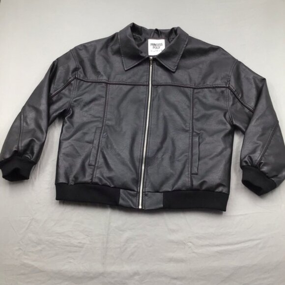 Princess Polly Black Goldsmith Faux LeatherBomber Jacket - Picture 3 of 10